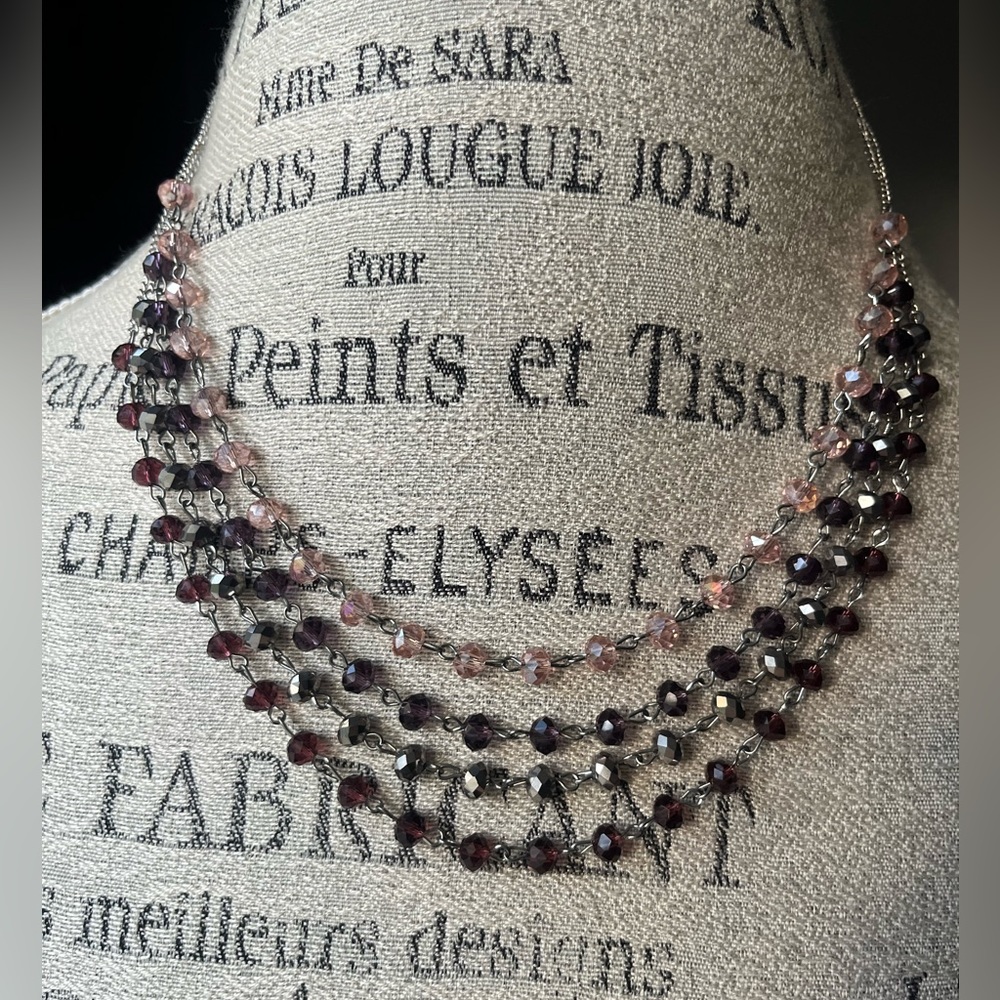 NWT 2pc CATO Purple Pink Multi Stand Beaded Necklace and Earrings